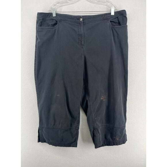 EILEEN FISHER Pants 2X Plus Culotte Capri Stretch Cotton Straight Black - Picture 1 of 15